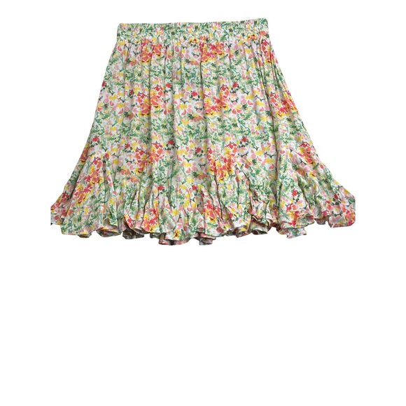 Loft Womens Petite Floral A-Line Skirt Size XS Flounce Hem Rayon Knee Length New - Picture 3 of 6